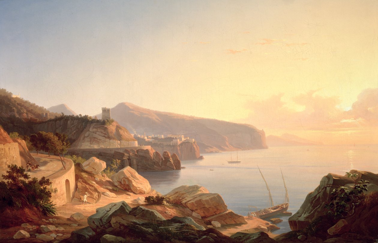 A Sorrentói-öböl, Vico közelében, 1855 körül alkotó: Carl Wilhelm Goetzloff