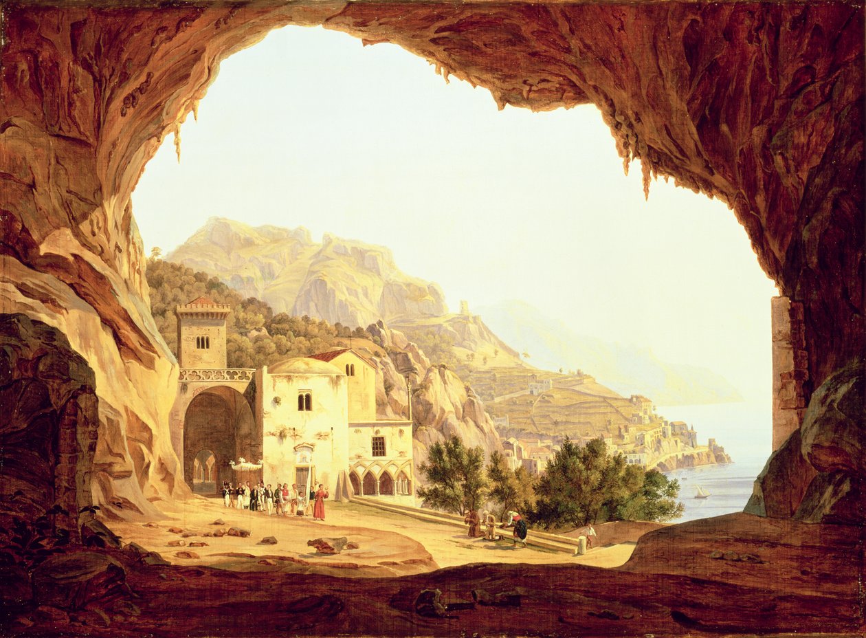 Kilátás egy barlangból az Amalfi-part felett, 1842 körül alkotó: Carl Wilhelm Goetzloff