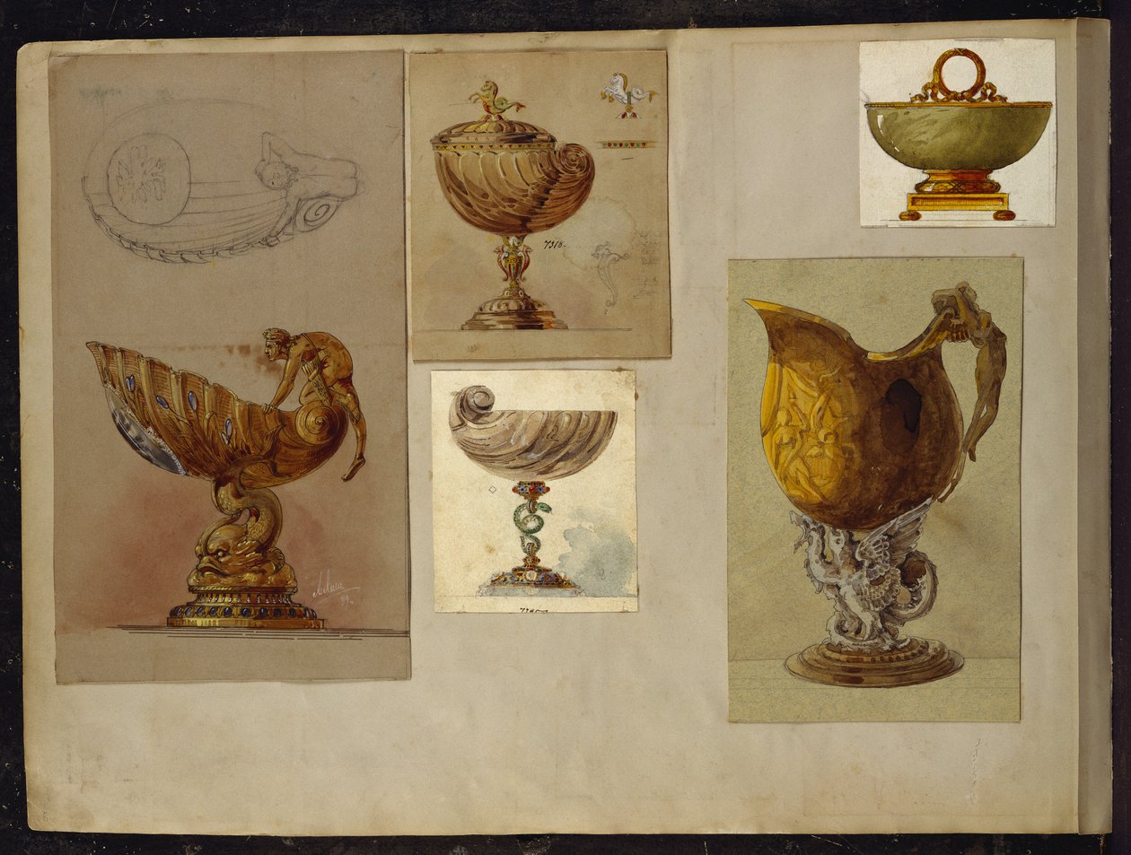 Tervek választéka, Carl Faberge háza (ceruza és akvarell fehérrel és arannyal kiemelve a kártyán) alkotó: Carl Fabergé