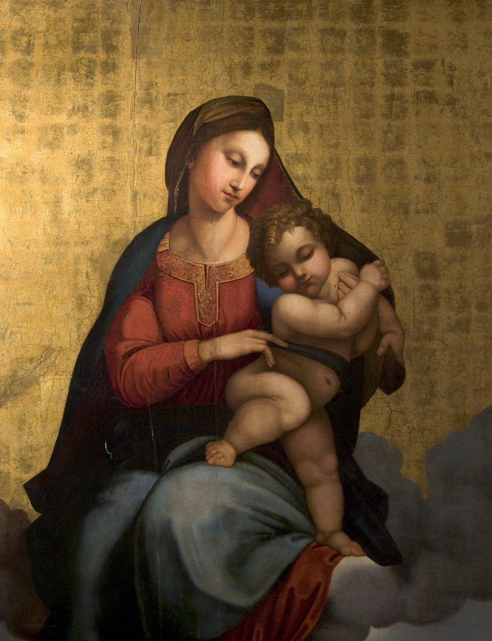 Szűz és gyermek, 1819 (olaj és aranylevél fán) alkotó: Carl Adolf Senff