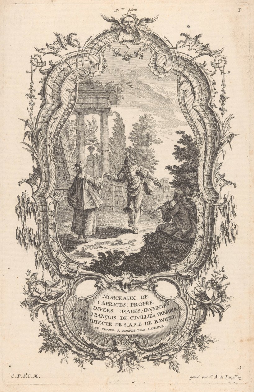 táncoló pár Táj alakok (sorozat címe) 9me Livre I Morceaux De Caprices, Propre A Divers Usages (sorozat címe az objektumon) alkotó: Carl Albert von Lespilliez