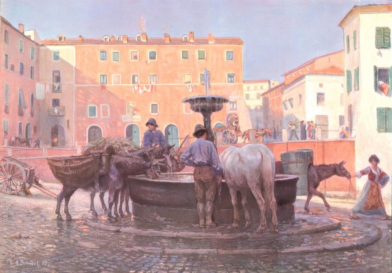 A genzanói szökőkútnál alkotó: Carl Alexander Brendel
