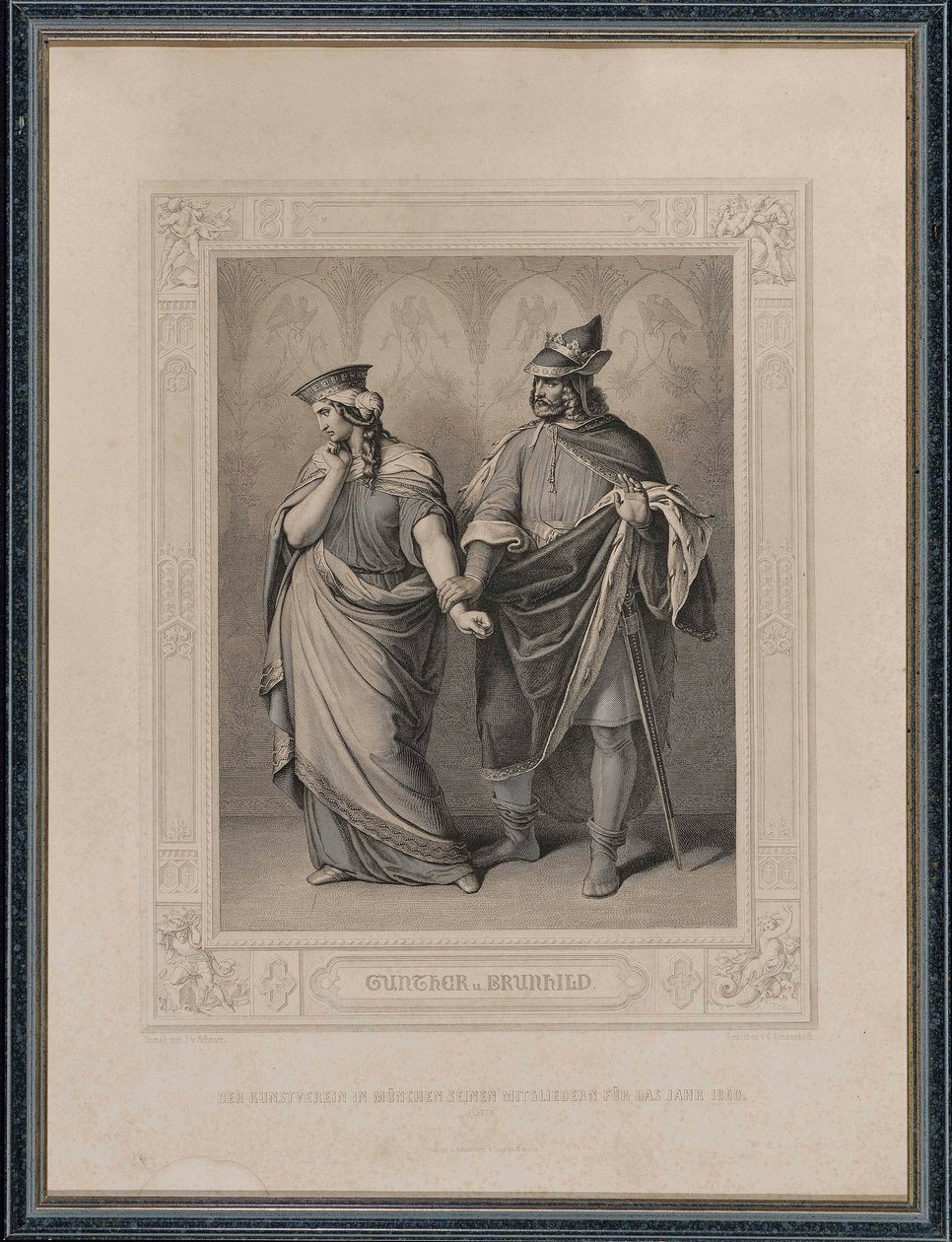 A nibelungosok. Gunther és Brunhild, 1860. alkotó: Carl Arnold Gonzenbach