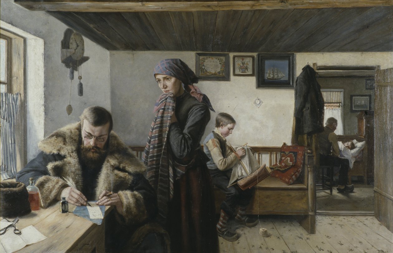 Az orvos hív, 1900 körül (olaj, vászon) alkotó: Carl Aspelin