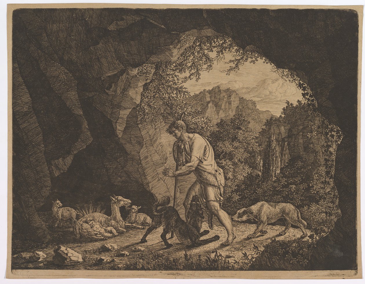 A juhász megtalálja Romulust a kecske közelében.n.d. alkotó: Carl Baron von Vittinghoff