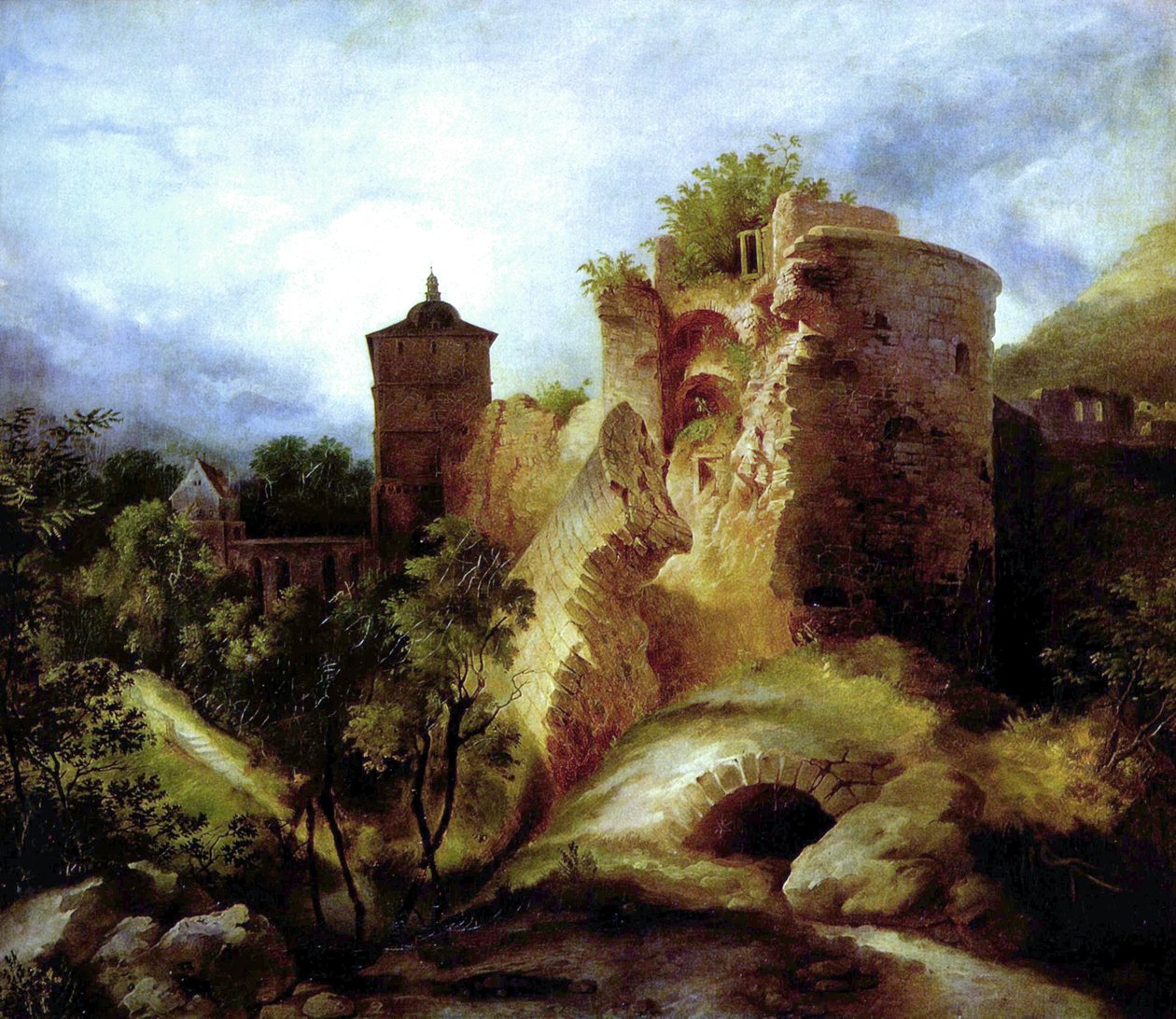 Német: Der gesprengte Turm des Heidelberger Schlosses A heidelbergi kastély felrobbantott tornya alkotó: Carl Blechen
