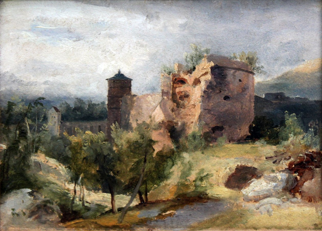 Német: Der zersprengte Turm des Heidelberger Schlosses A heidelbergi kastély összetört tornya alkotó: Carl Blechen