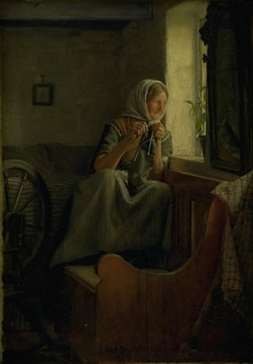 Egy öreg farmer felesége néz ki az ablakon alkotó: Carl Bloch