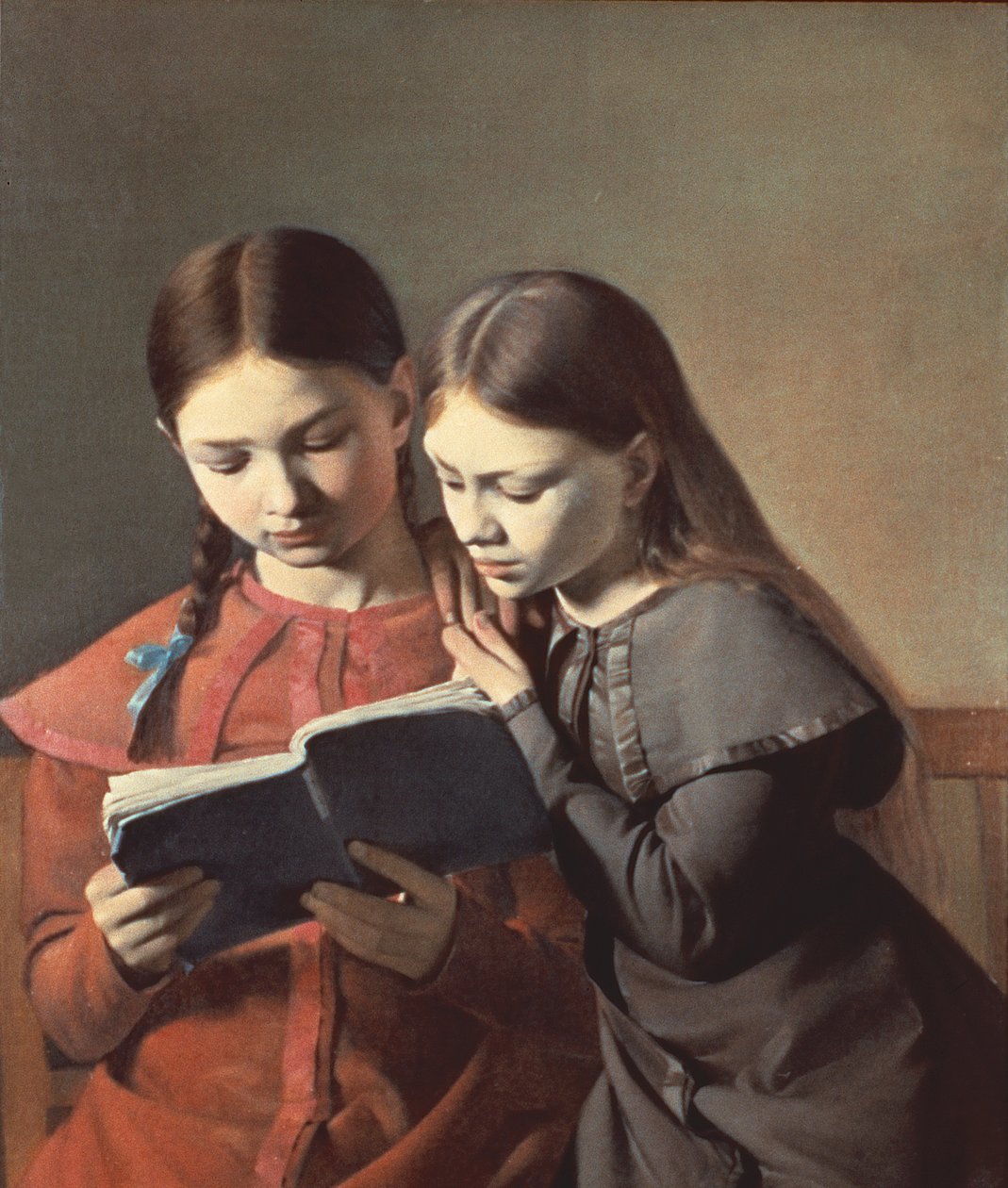A művésznővérek, Signe és Henriette könyvet olvas, 1826 alkotó: Carl Christian Constantin Hansen