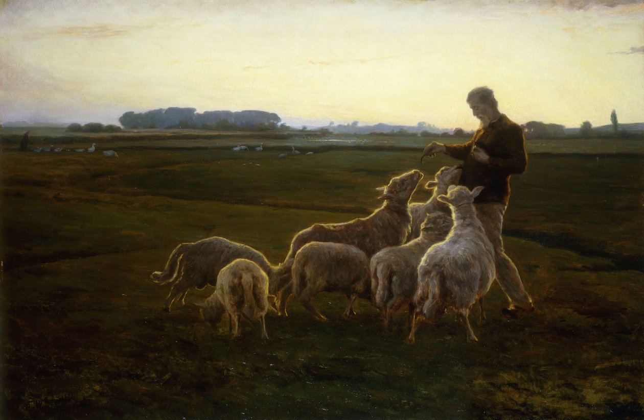 Egy pásztor és a juhai libákkal túl, 1896 alkotó: Carl Christian Ferdinand Wentorf