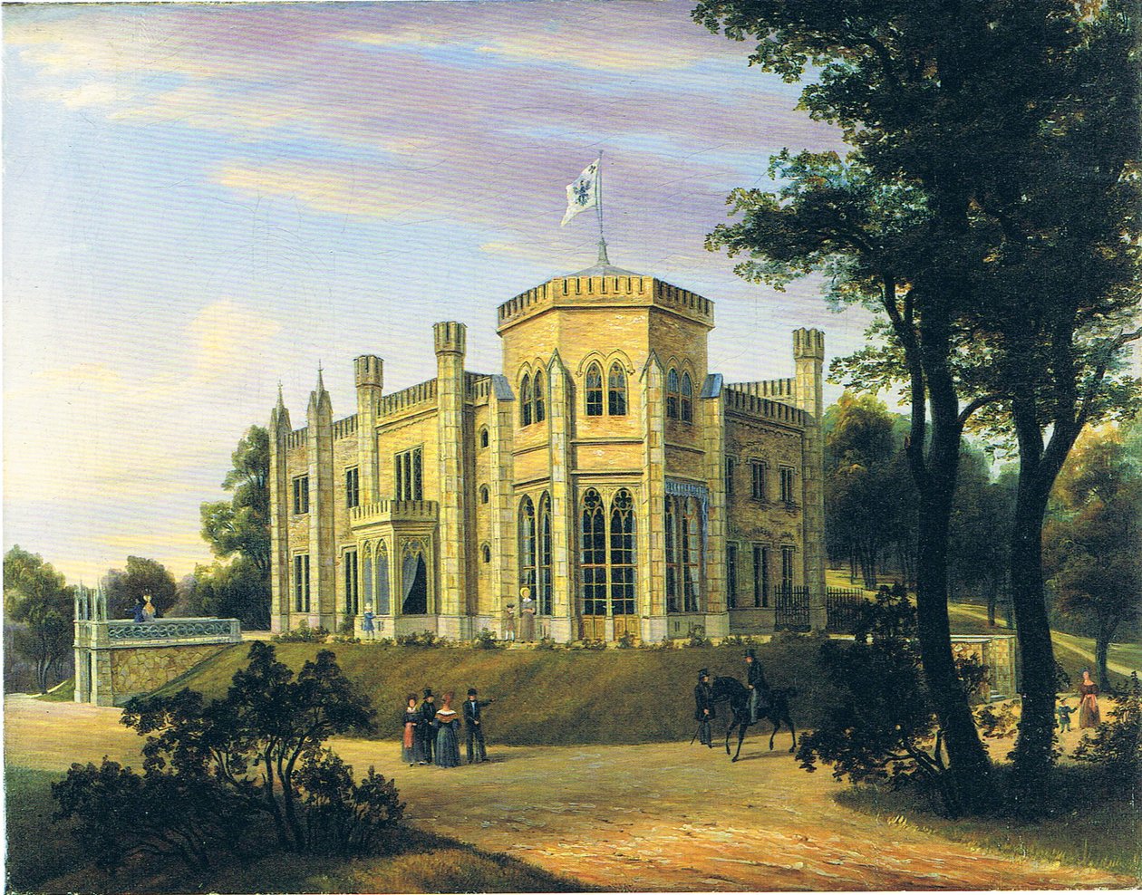 Németül: Das Schloss des Prinzen Wilhelm in Babelsberg Vilmos herceg palotája Babelsbergben alkotó: Carl Daniel Freydanck