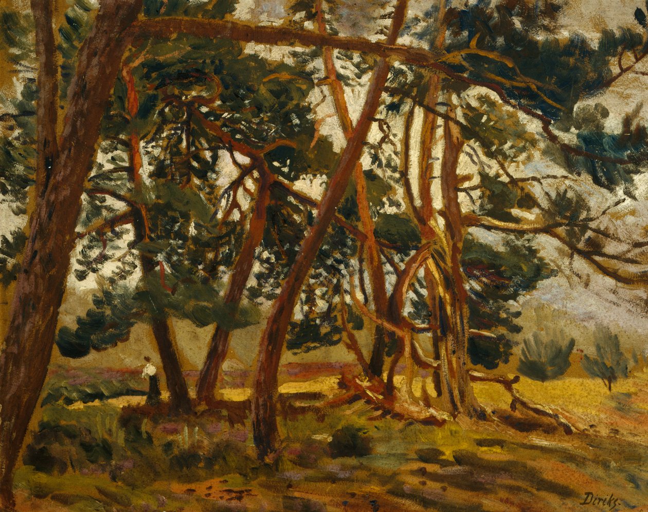 Nő erdei tájban (festmény) alkotó: Carl Edvard Diriks