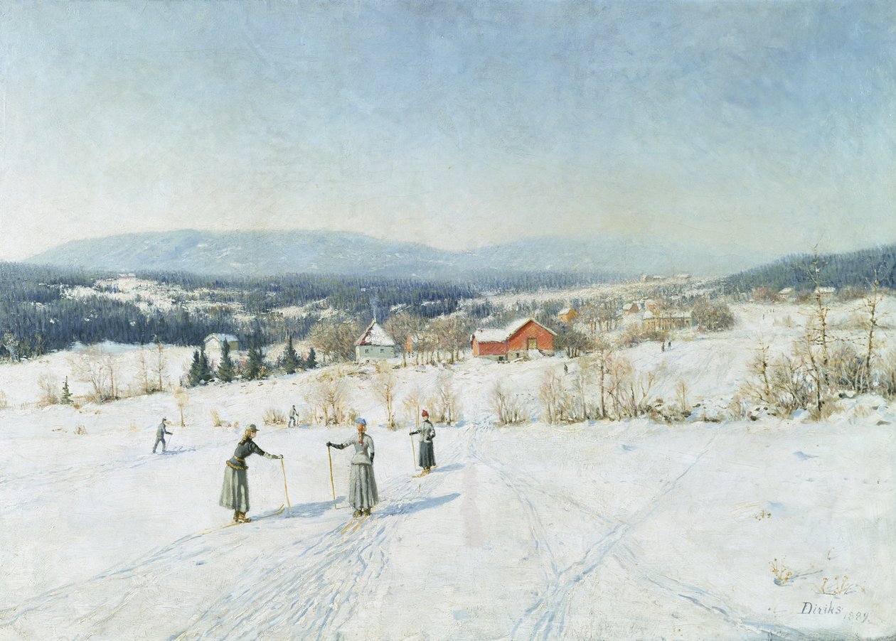 Táj a síelőkkel alkotó: Carl Edvard Diriks