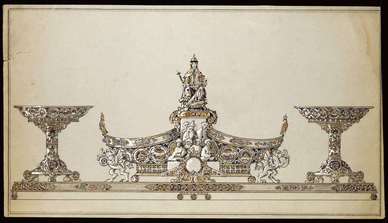 Ezüst ovális kosár rajza, Carl Faberge háza alkotó: Carl Fabergé