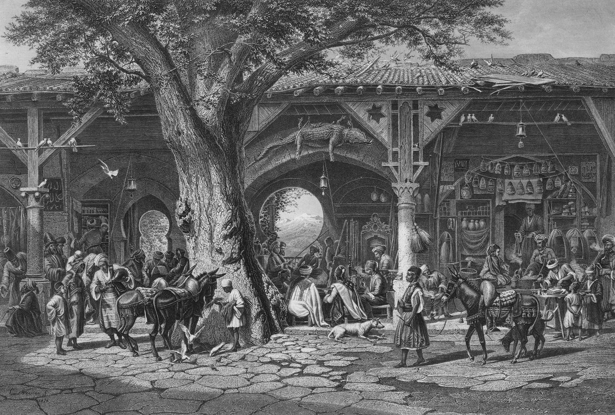 Egy utca Damaszkuszban, metszett C. Bertrand alkotó: Carl Friedrich Heinrich Werner