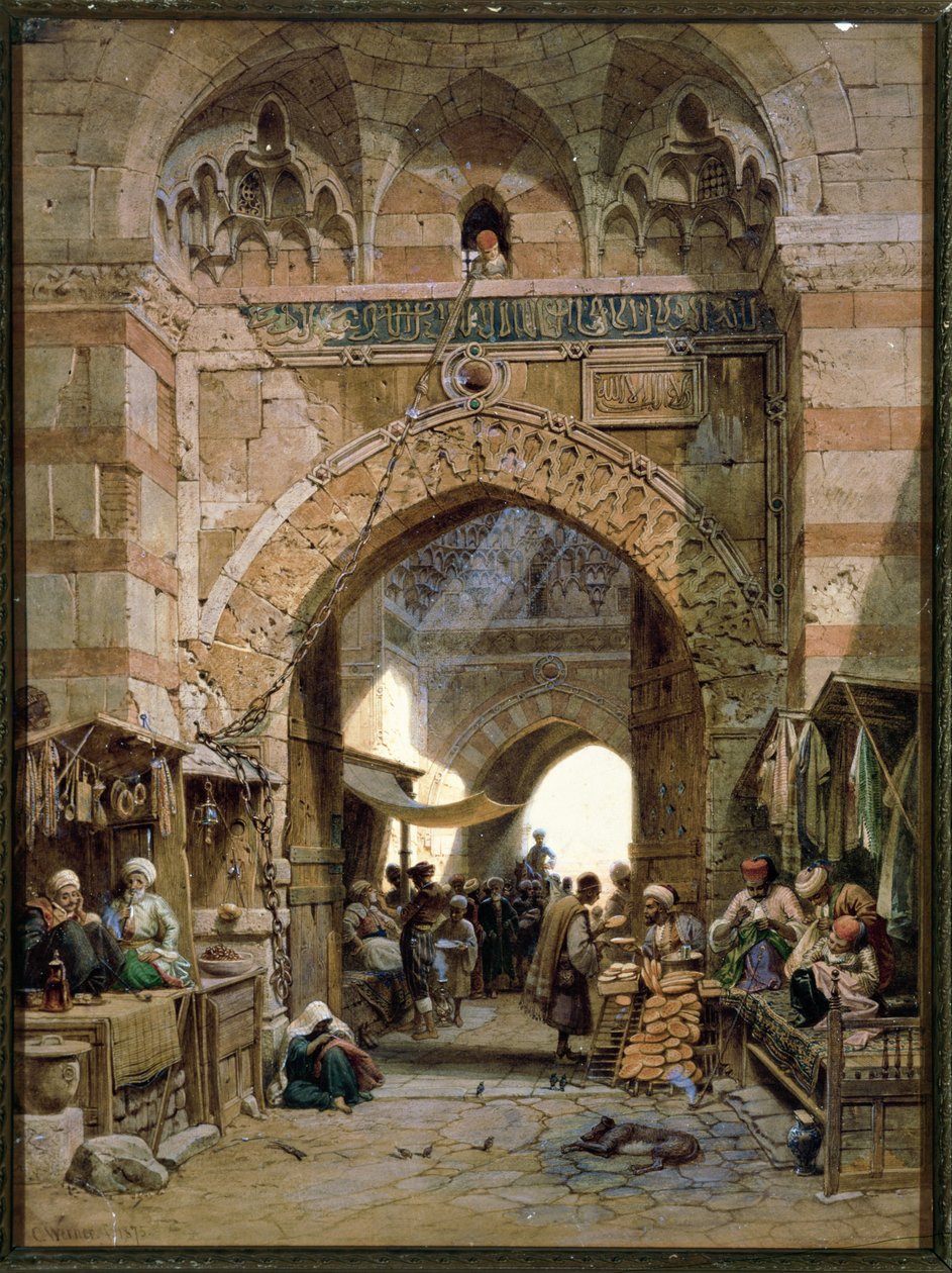 Bazár jelenet, 1875 (wc papíron) alkotó: Carl Friedrich Heinrich Werner