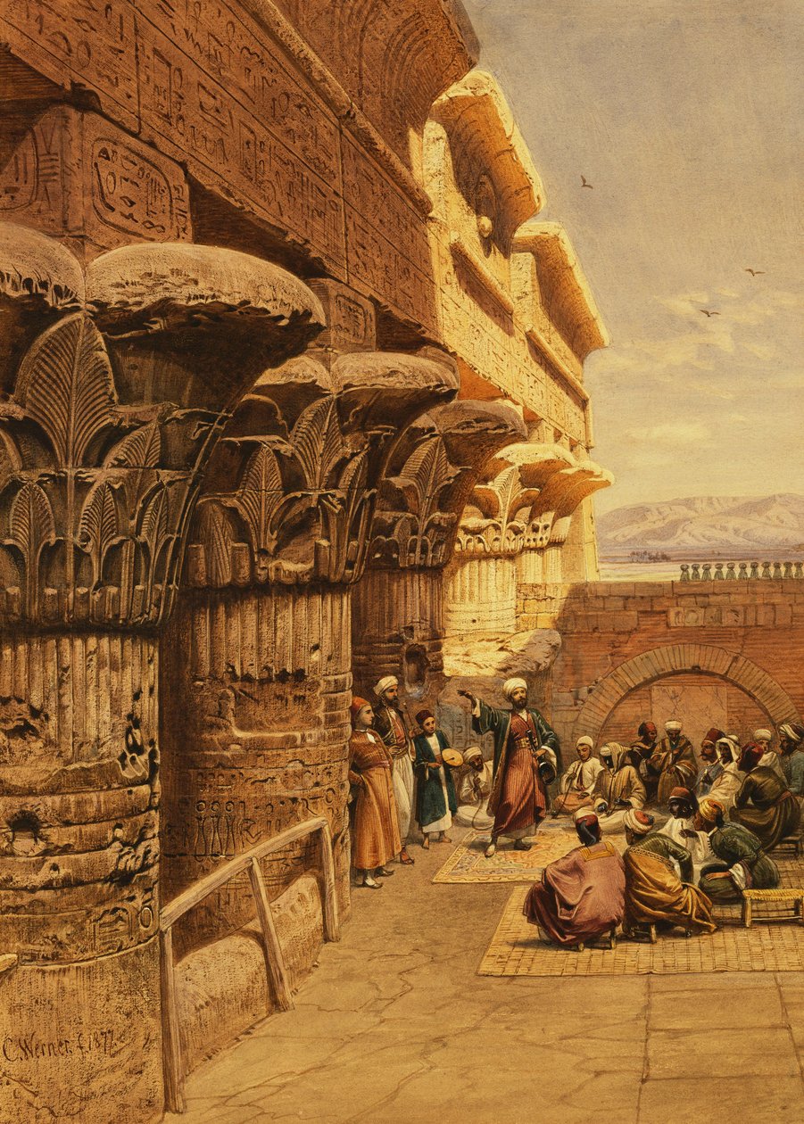 Zenészek a Philae-ban, 1877 alkotó: Carl Friedrich Heinrich Werner