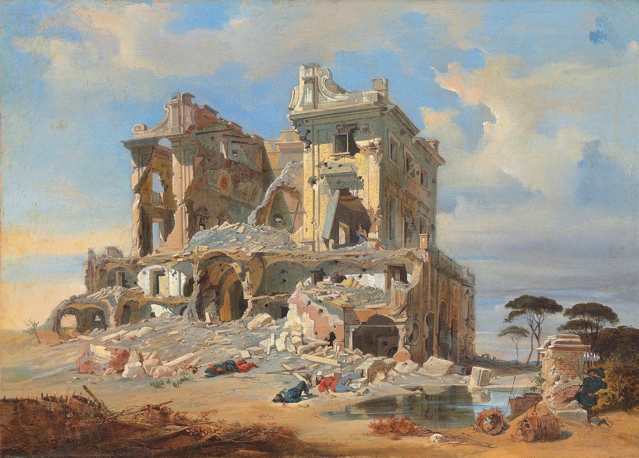 A Casino dei Quattro Venti csata Róma ostroma alatt, 1849 alkotó: Carl Friedrich Heinrich Werner