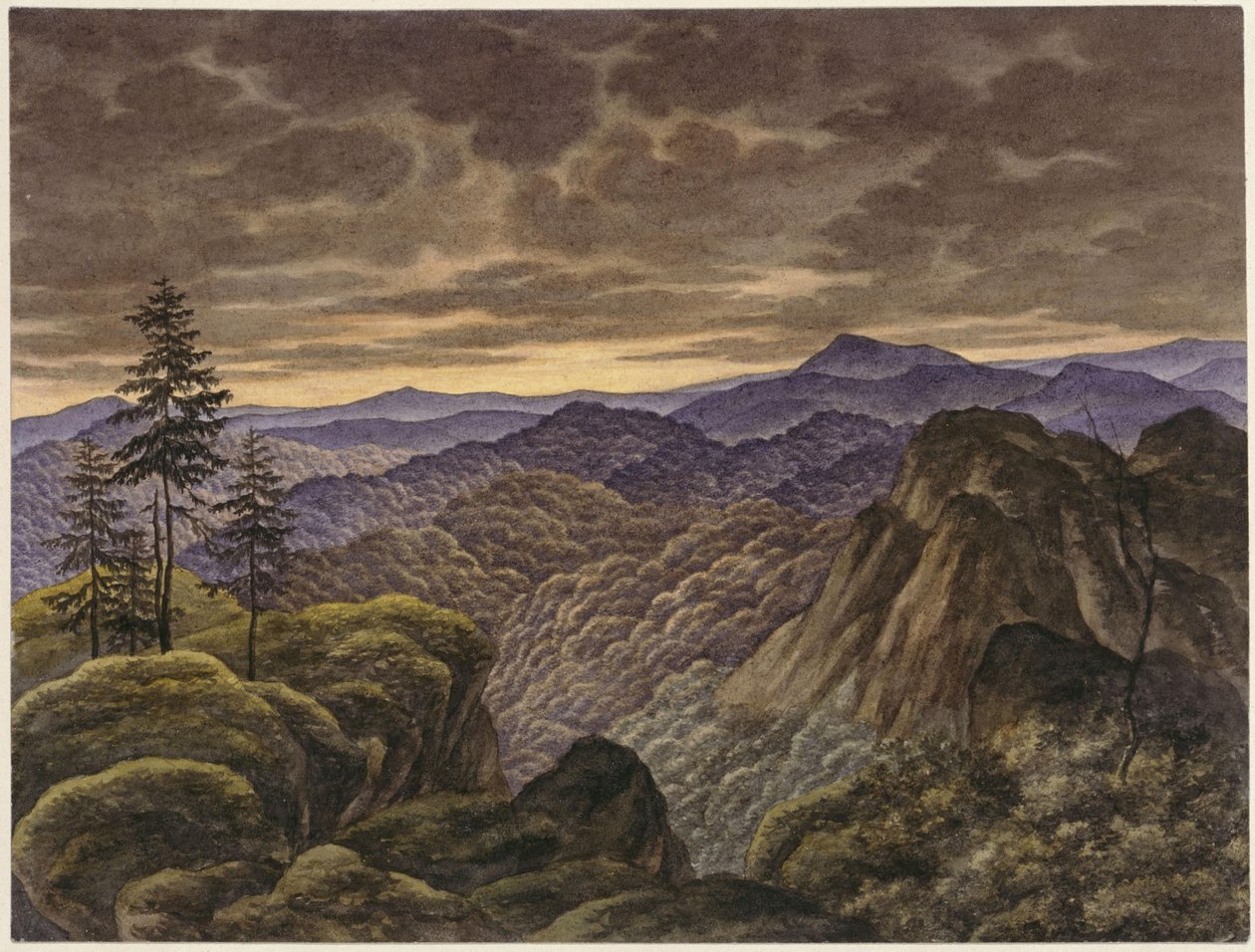 Hegyi táj naplementekor alkotó: Carl Friedrich Lessing