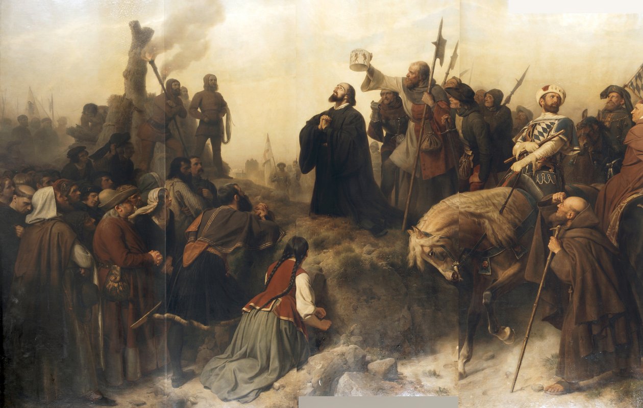 Hus a máglya előtt alkotó: Carl Friedrich Lessing