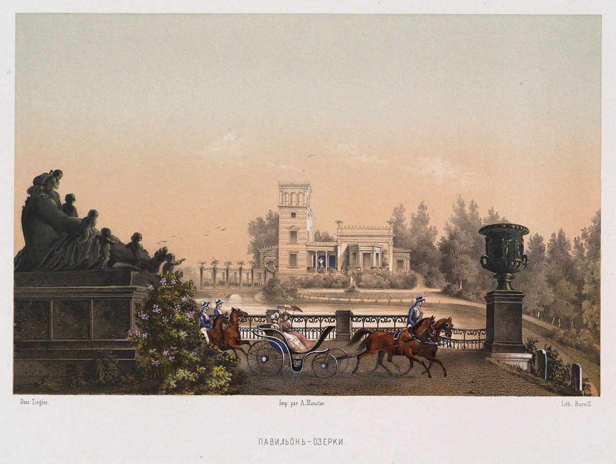 A Pink pavilon Ozerki pavilon a Peterhof Parkban, 1853. alkotó: Carl Friedrich Ziegler von Schaffhausen