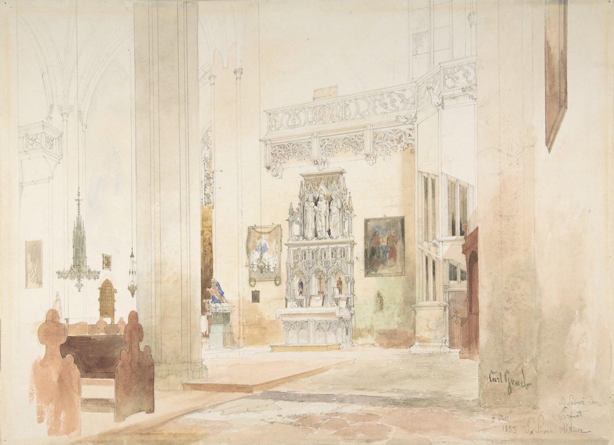 Az erfurti Szent Severin-templom belseje, 1855. alkotó: Carl Georg Anton Graeb