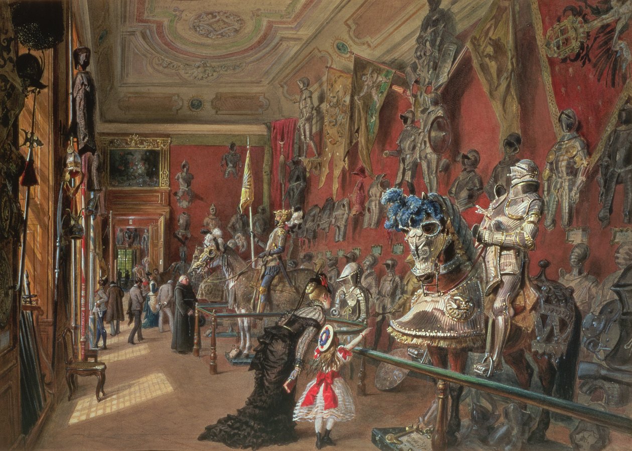 A második fegyverterem az Alsó-Belvedere Ambraser Galériájában, 1875 (wc) alkotó: Carl Goebel