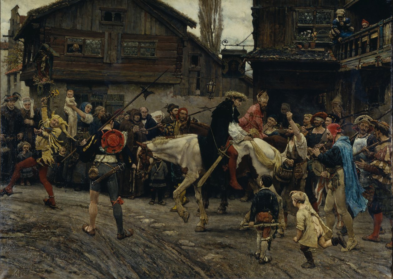 Peder Sunnanvader és Knut mester gyalázatos belépése Stockholmba 1526-ban, 1879-ben alkotó: Carl Gustaf Hellqvist