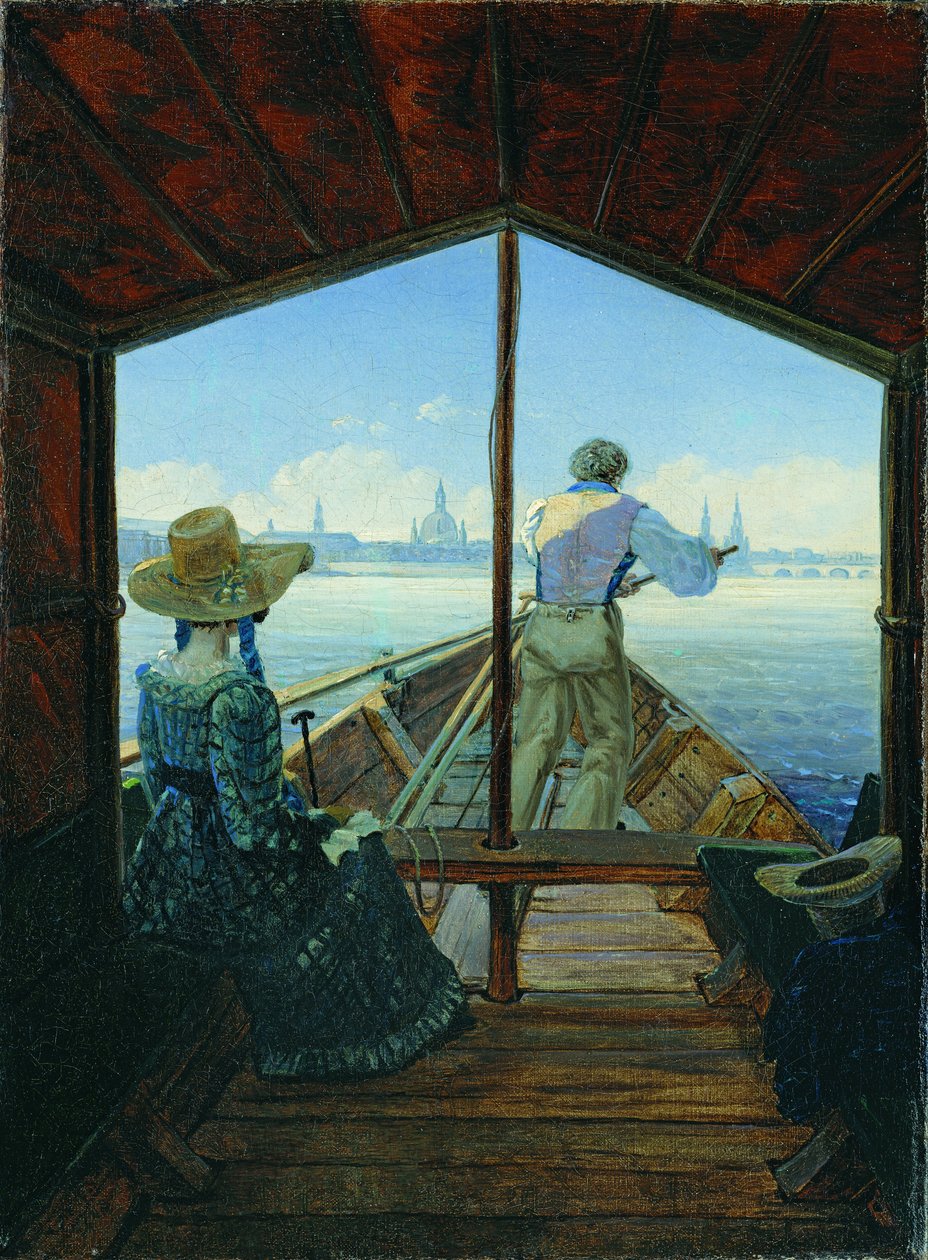 Barge utazás az Elbán Drezda közelében (Reggel az Elbán) alkotó: Carl Gustav Carus