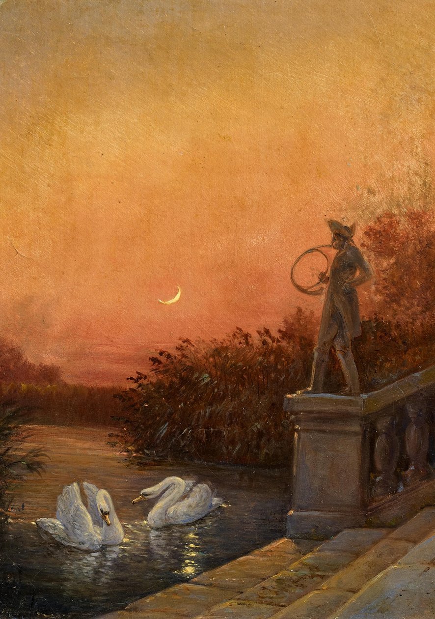Hajnal a Moritzburg kastély közelében alkotó: Carl Gustav Carus