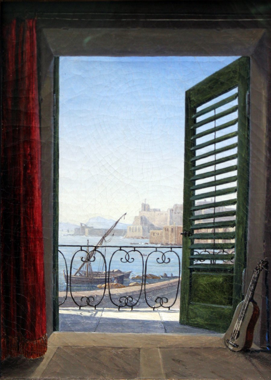 Német: Balkon in Neapel Erkélyes szoba a Nápolyi-öbölre néző erkélyen alkotó: Carl Gustav Carus