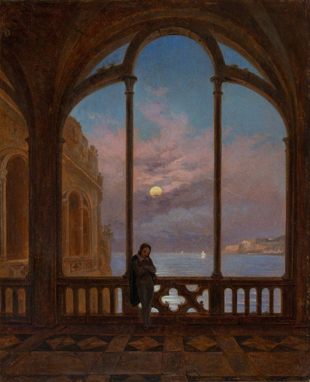 Német: Nápolyi emlék (Holdfényes éjszaka a Földközi-tenger felett) alkotó: Carl Gustav Carus