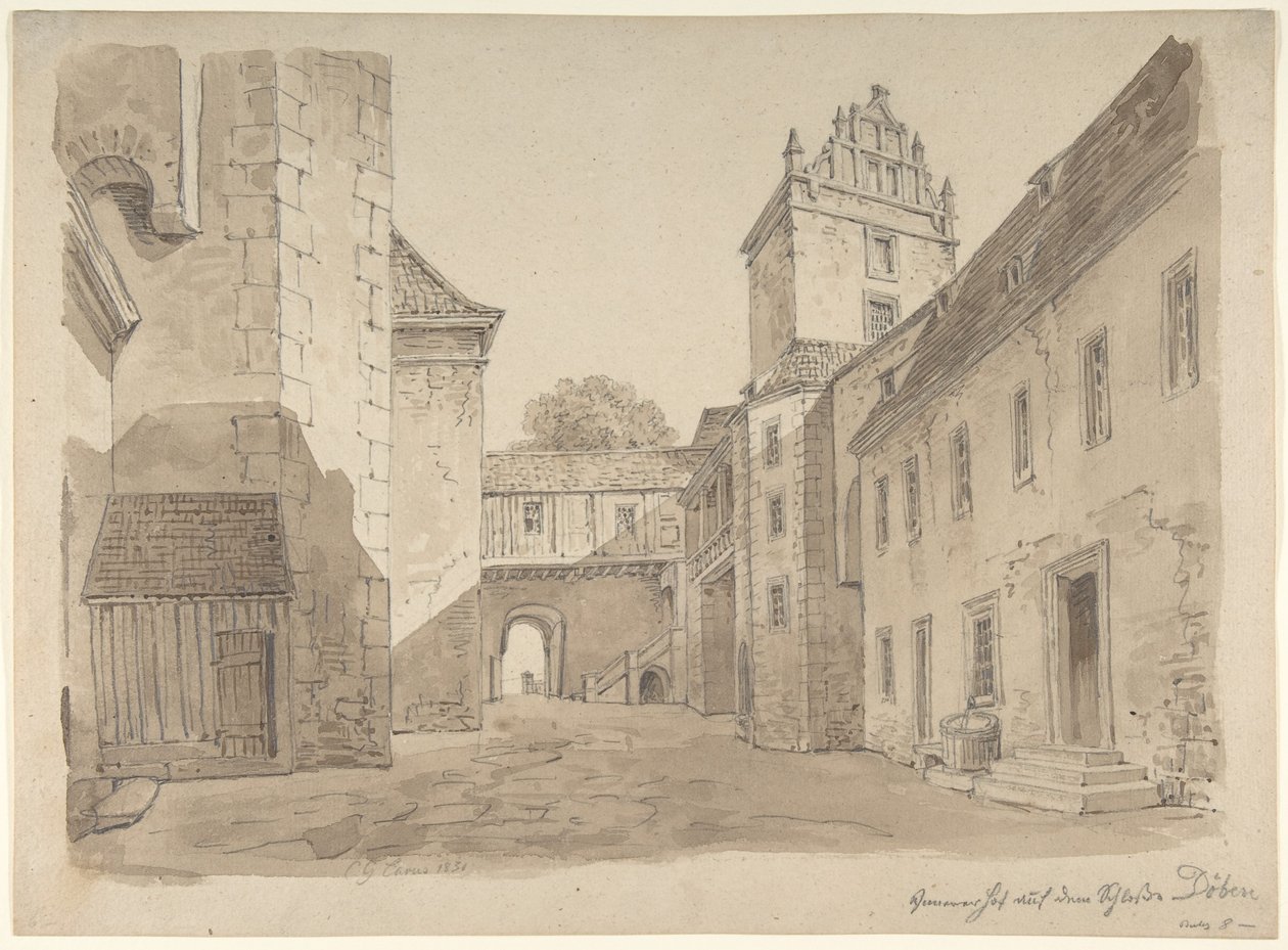 Kilátás a döbeni kastély udvarára alkotó: Carl Gustav Carus