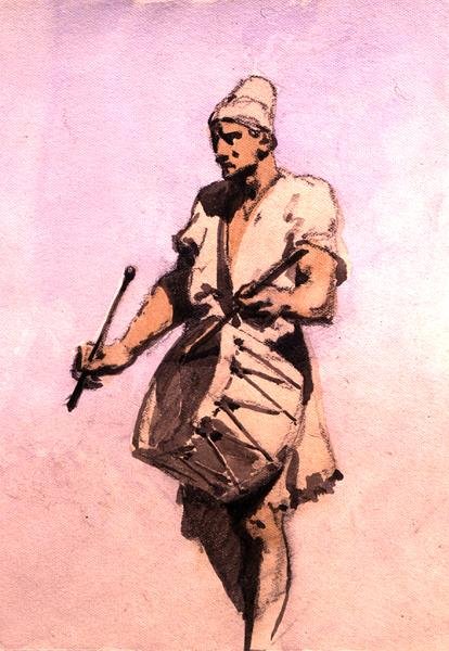 Dobos a házassági menetben, Kairó (akvarell papíron) alkotó: Carl Haag