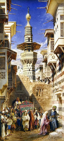 Egy utca Damaszkuszban, 1890 (wc papíron) alkotó: Carl Haag