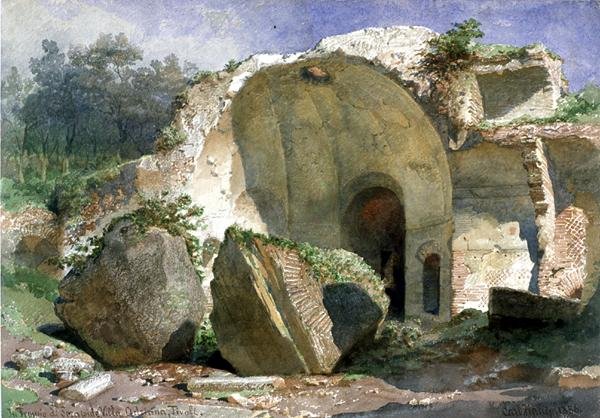"Szerapis templomában, a Villa Adrianában, Tivoliban" alkotó: Carl Haag