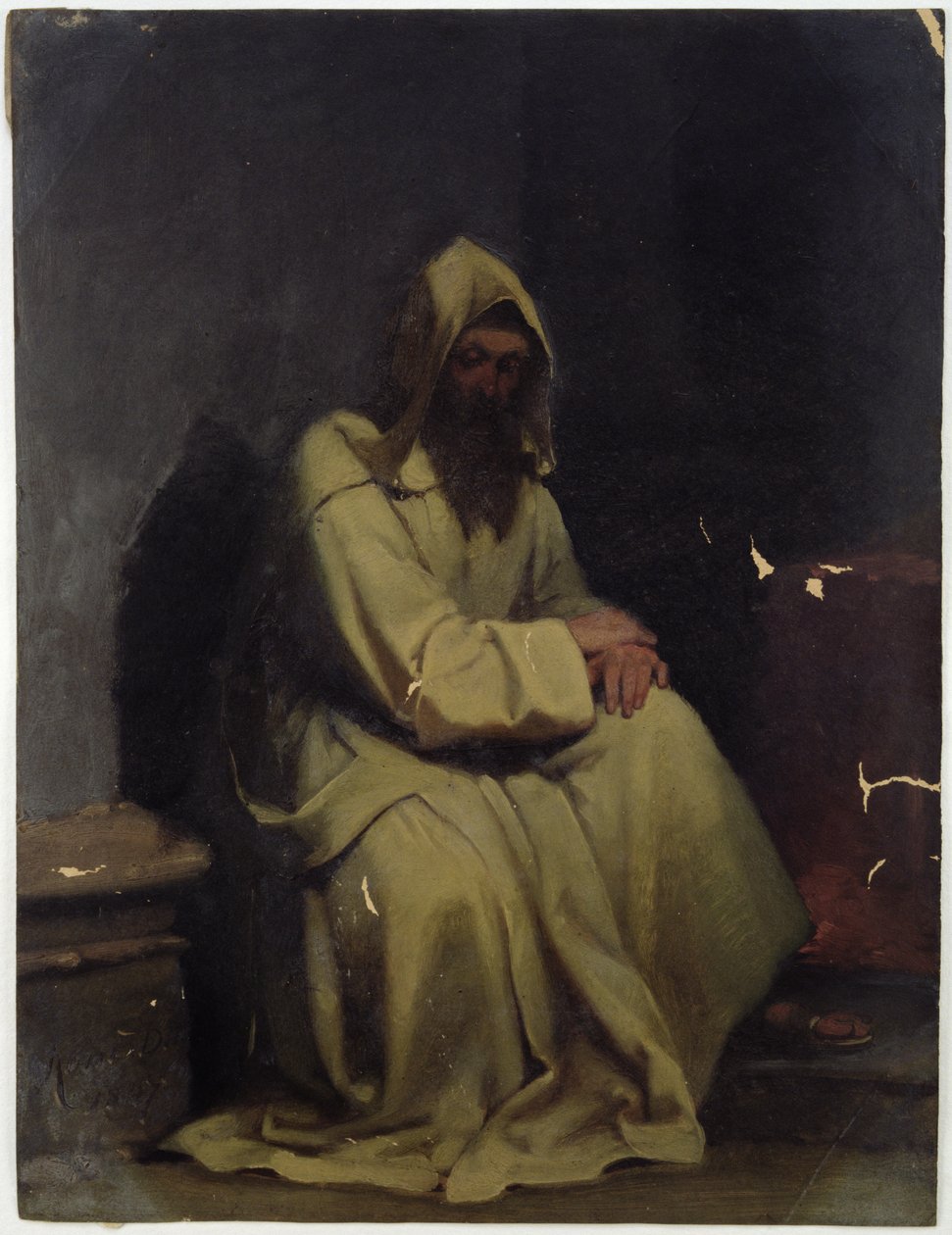 Ülő szerzetes portréja, 1847 (olaj, papír) alkotó: Carl Haag