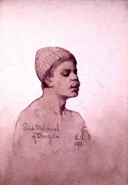 Said Mohamad of Dongola (Szudán) 1873 (ceruza és mosás papíron) alkotó: Carl Haag