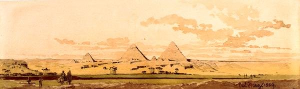 A gízai piramisok, 1859 (wc papíron) alkotó: Carl Haag