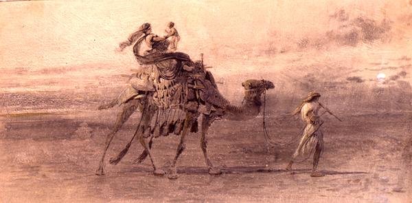 Utazás a sivatagban (akvarell papíron) alkotó: Carl Haag