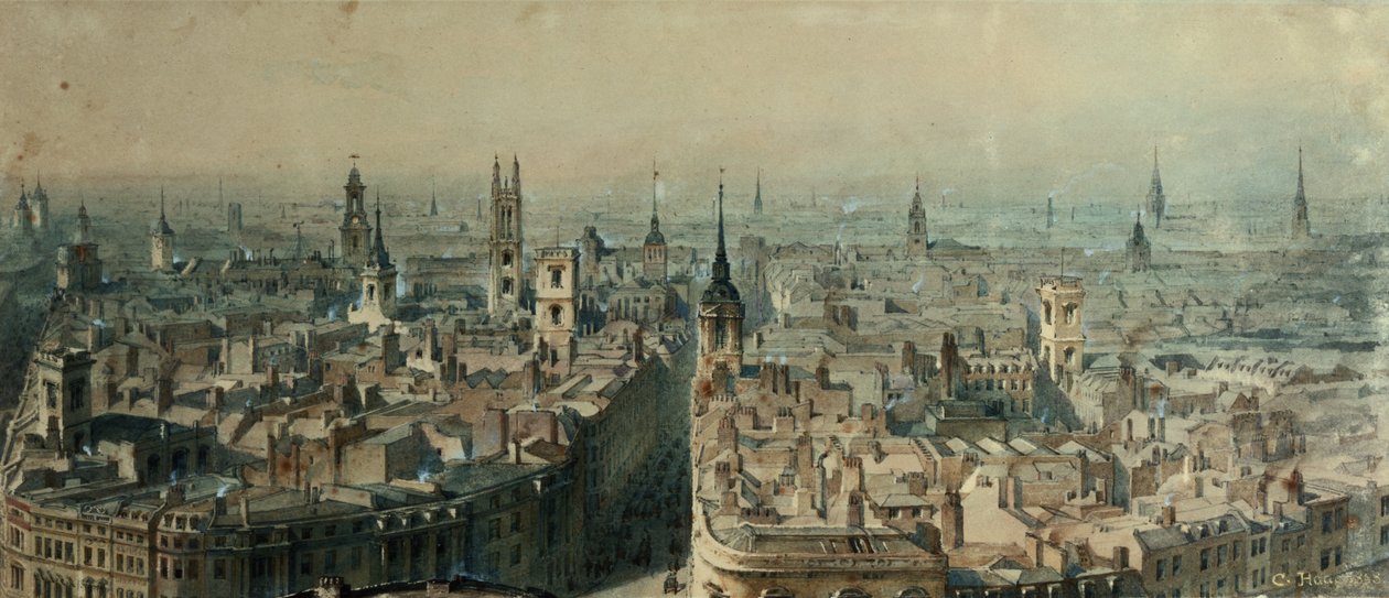 London kilátása az északi emlékműről, 1848 alkotó: Carl Haag
