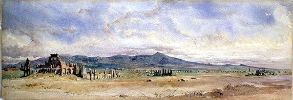 Lucullus villája Misenumban a Nápolyi-öbölben (akvarell, papír) alkotó: Carl Haag