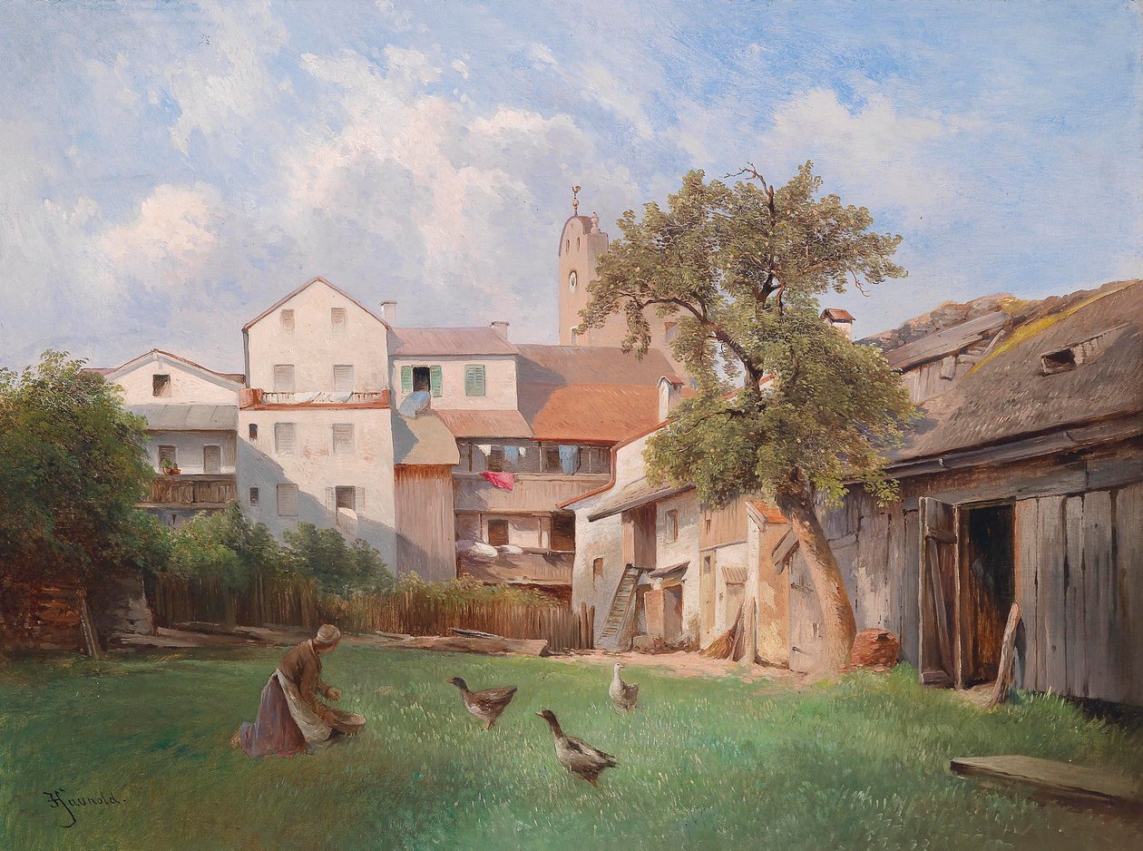 Carl Haunold a tittmoningi szappanfőző ház udvara 1907-ben alkotó: Carl Haunold