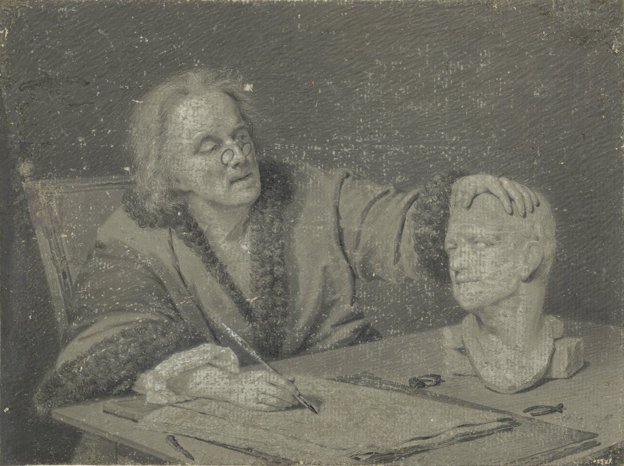 A rajzoló gipszfejet rajzol alkotó: Carl Heinrich Mylius