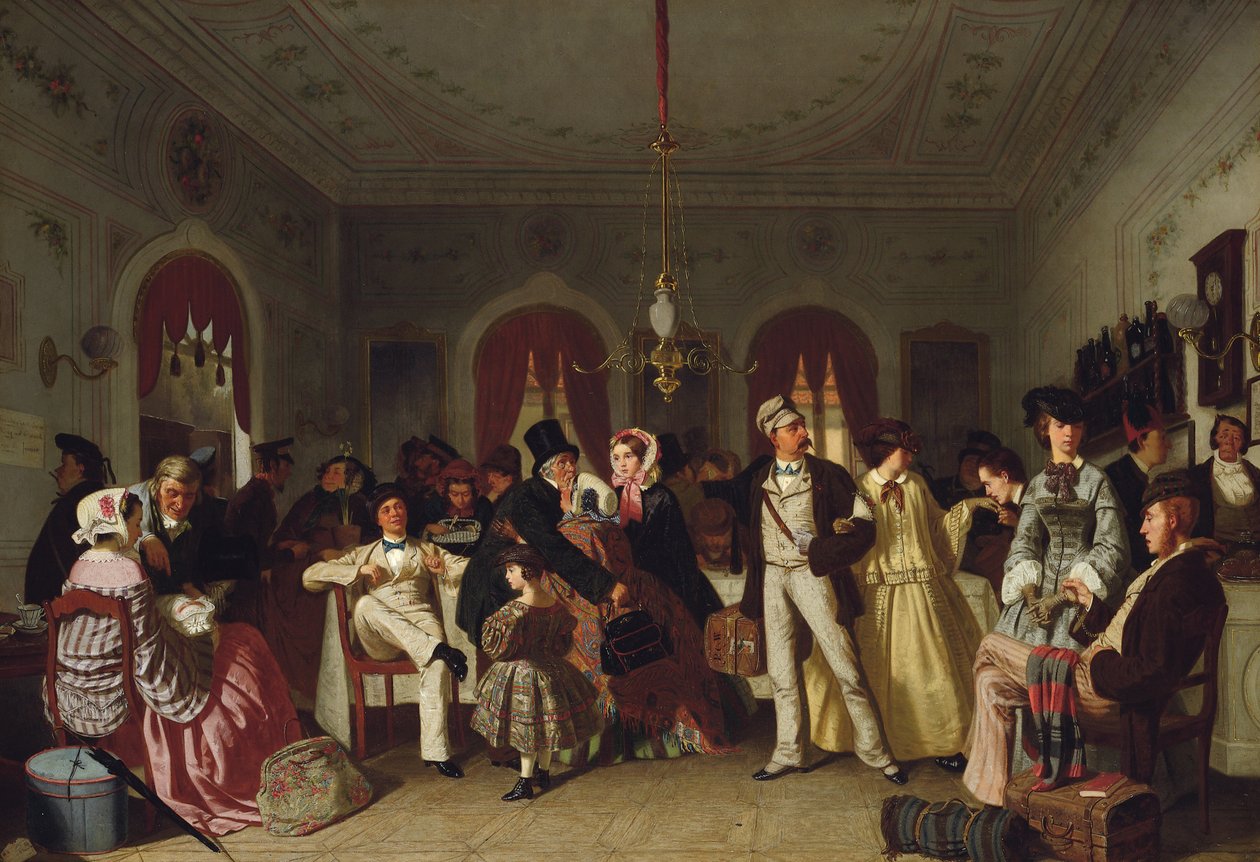 Az első és másodosztályú váróterem, 1860 körül alkotó: Carl Hendrik d Unker