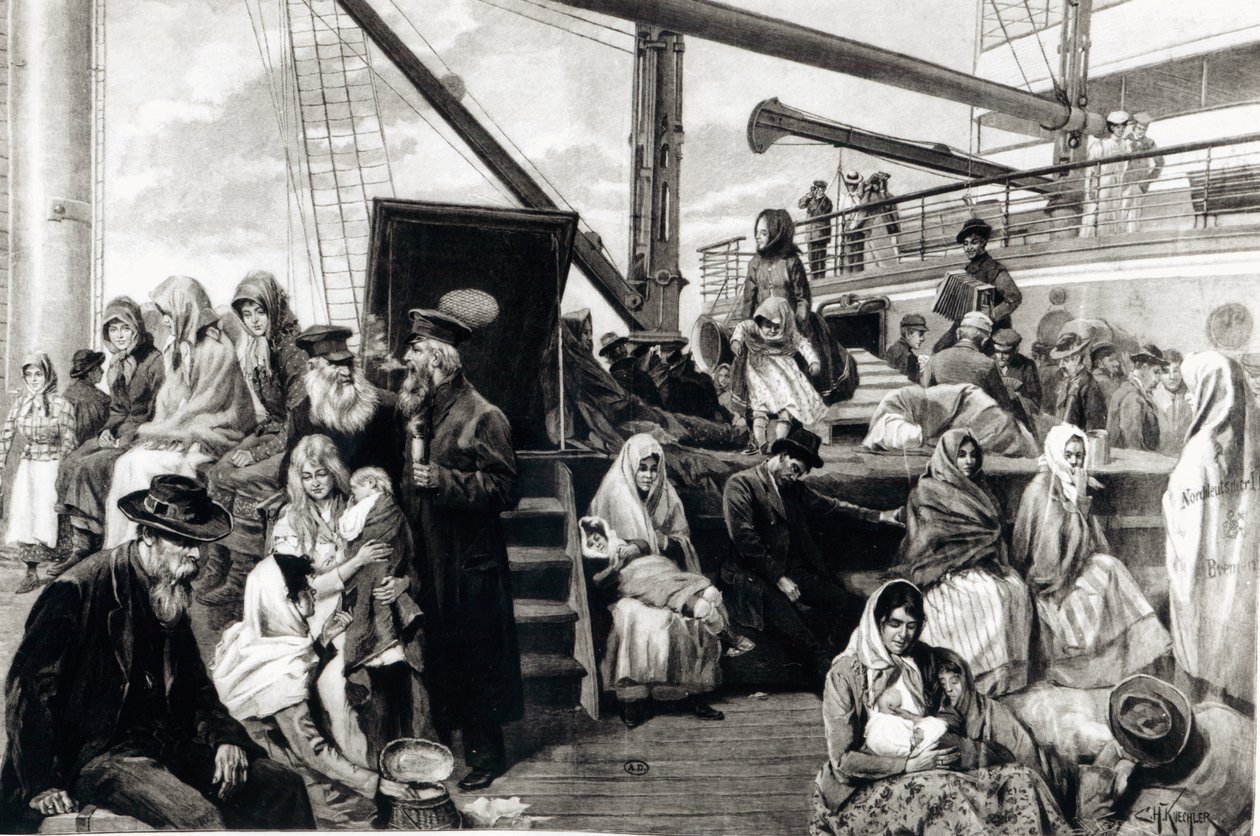 Németországból az Amerikai Egyesült Államokba emigráló kormányutasok, 1899 alkotó: Carl Hermann Kuechler