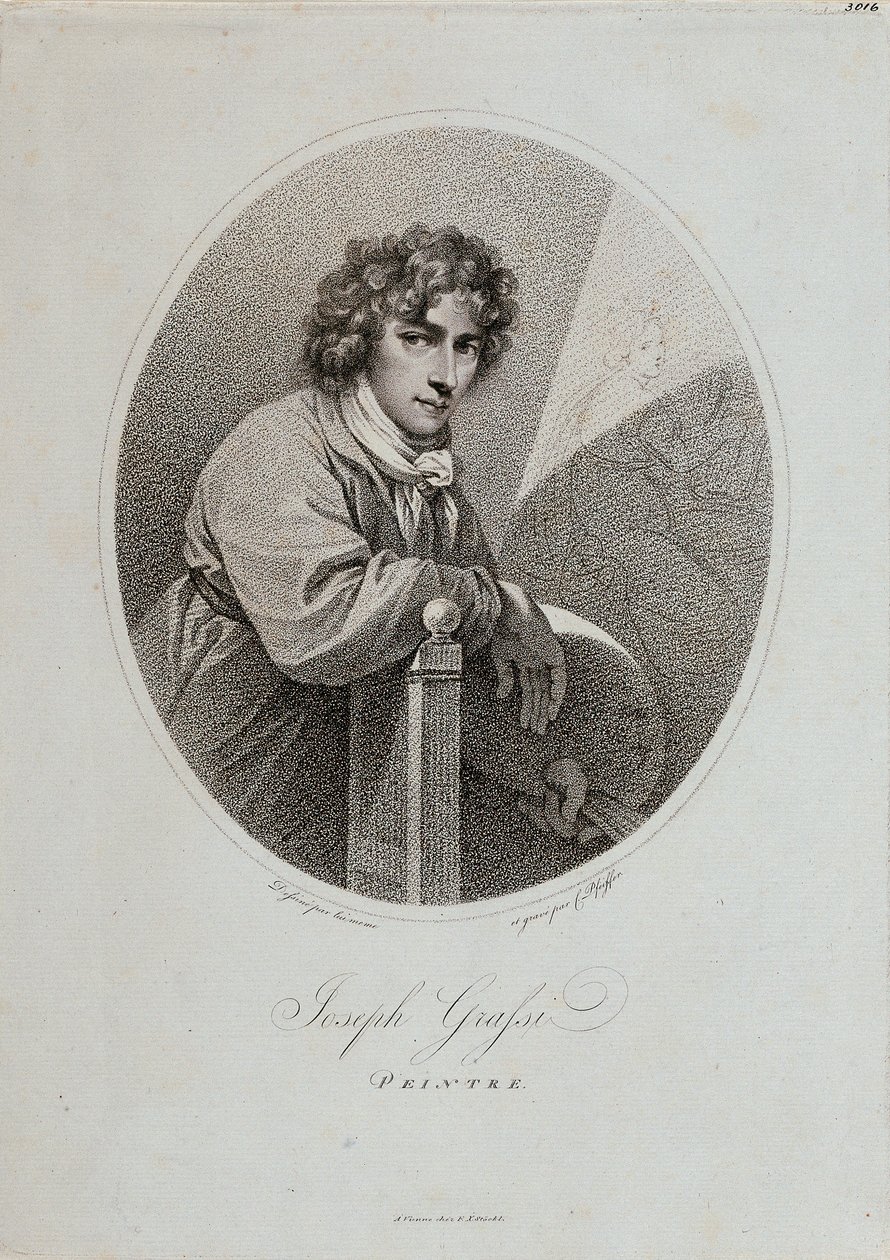 Josef Maria Grassi félalakos portréja önarckép után alkotó: Carl Hermann Pfeiffer