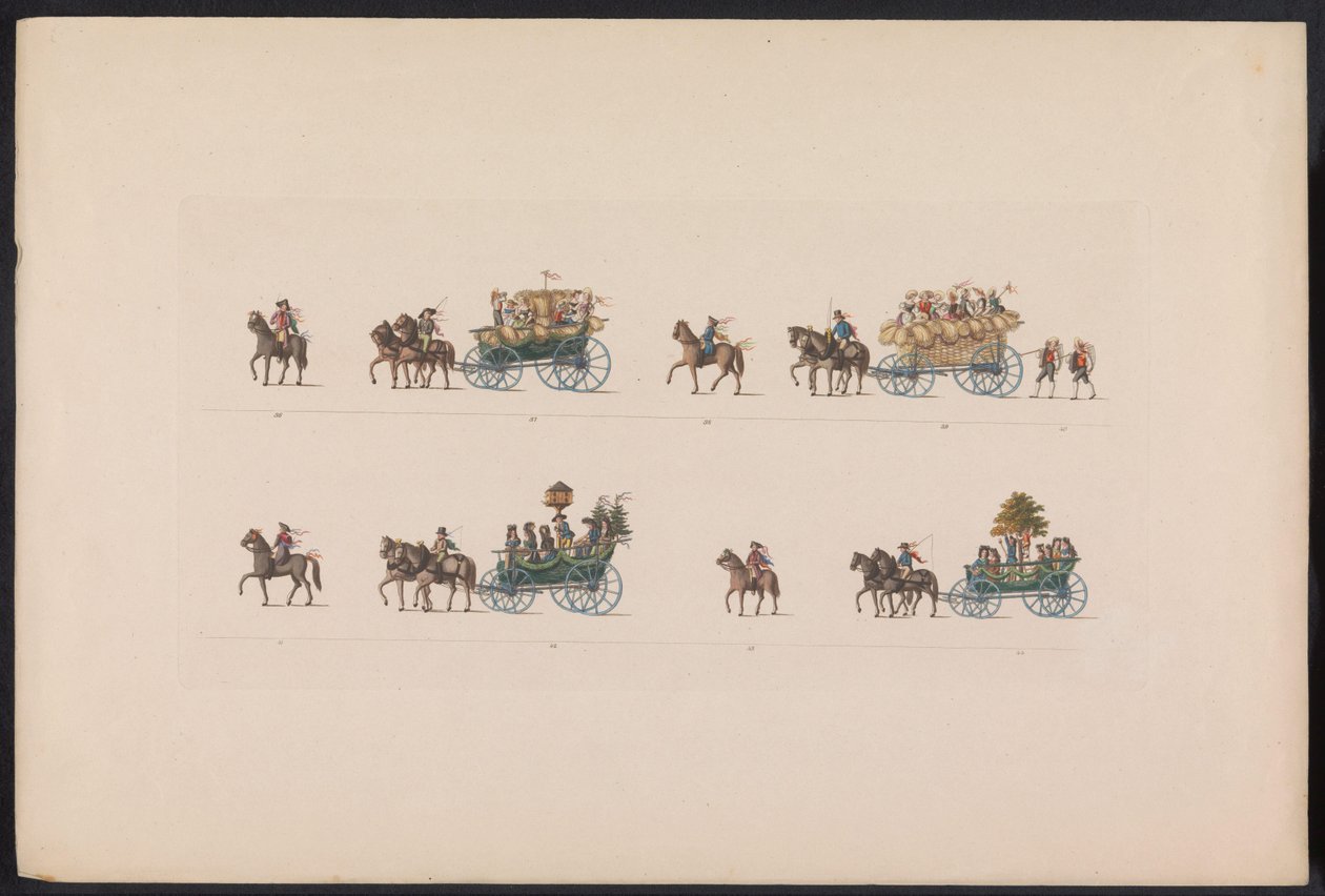 Optocht bij het huwelijk van Prinses Sophie, 1842 (5. tábla) Emlékek egy türingiai parasztesküvőről, amelyet Carl Alexander szász Weimar-Eisenach örökös nagyherceg és Sophi örökös hercegnő boldog érkezésének megünneplésére hajtottak végre alkotó: Carl Hess
