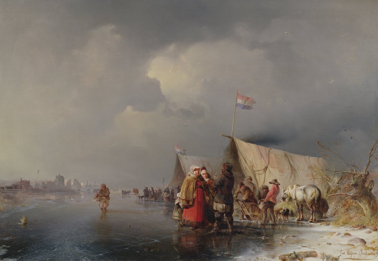Holland tábor a jégen, 1849 alkotó: Carl Hilgers