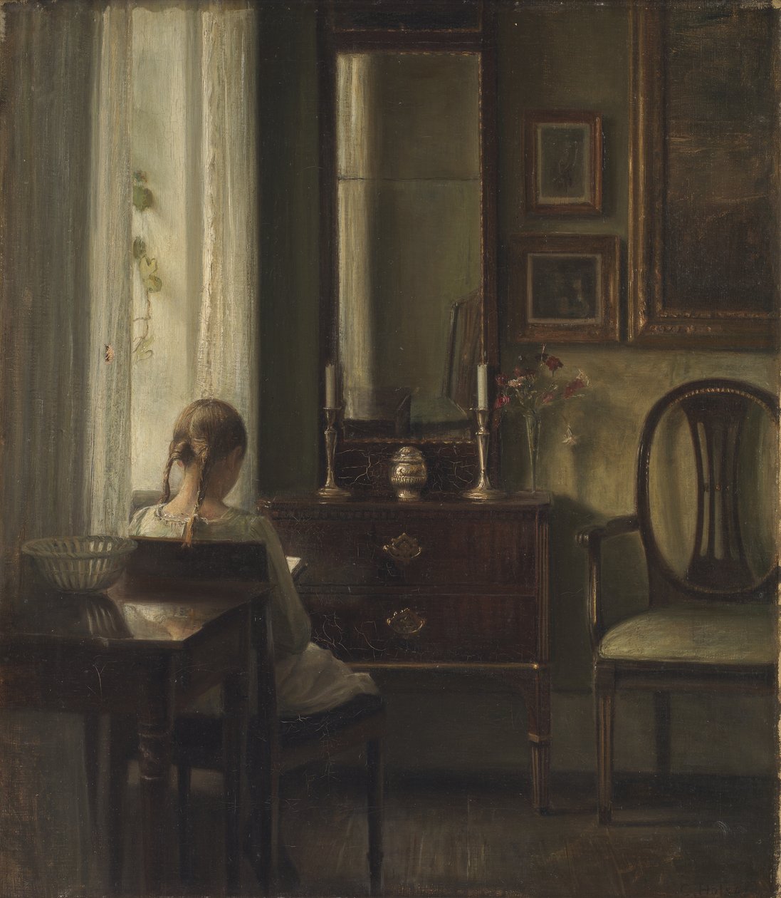 Belső egy lány olvasó alkotó: Carl Holsoe